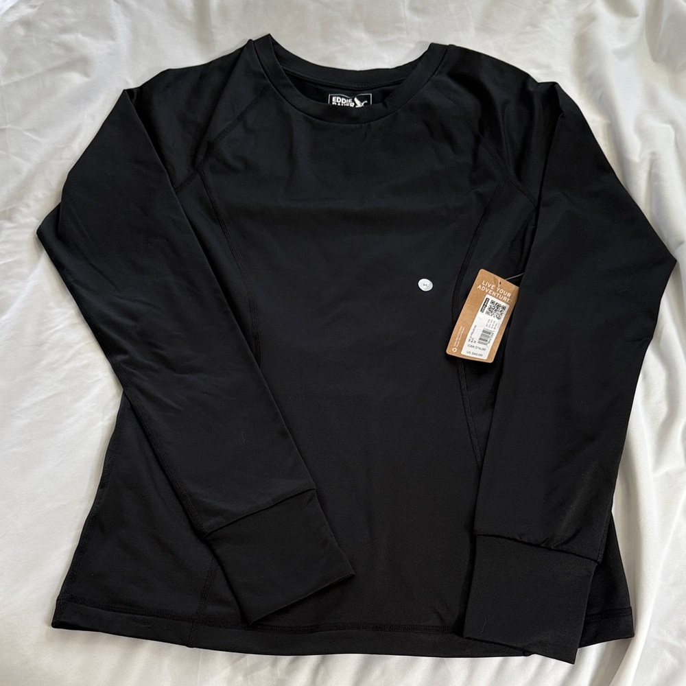Eddie Bauer Black Long-Sleeve Fleece-lined Long Sleeve